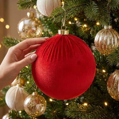 Artikel Grote rode kerstbal om op te hangen, 15 cm, 3 stuks
