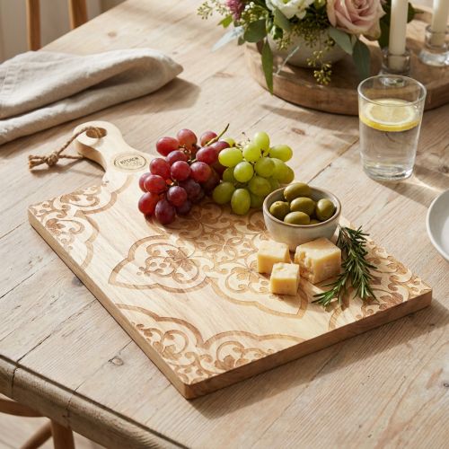 Artikel Decoratieve snijplank rechthoekig mangohouten dienblad 33×29cm