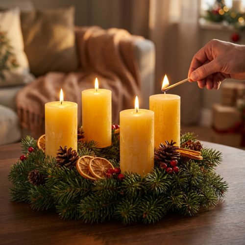 Rustieke gele pilaarkaarsen 60/110 mm 4 stuks - Lange brandtijd, RAL-gecertificeerd, decoratie voor adventskrans | Floristik24.nl