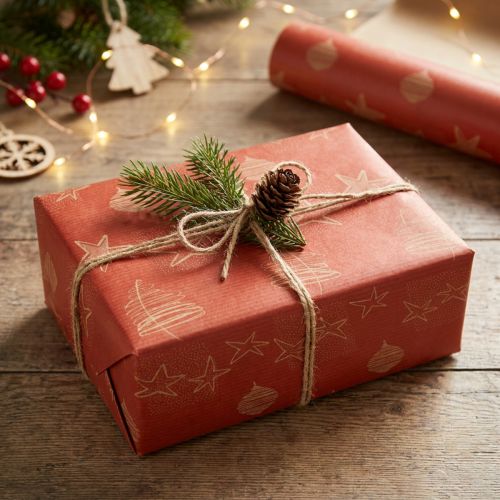 Cuffpapier vloeipapier rood sterrenpapier 25cm 100m | Floristik24.nl