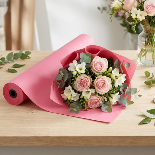 Boeipapier bloempapier vloeipapier roze 25cm 100m | Floristik24.nl