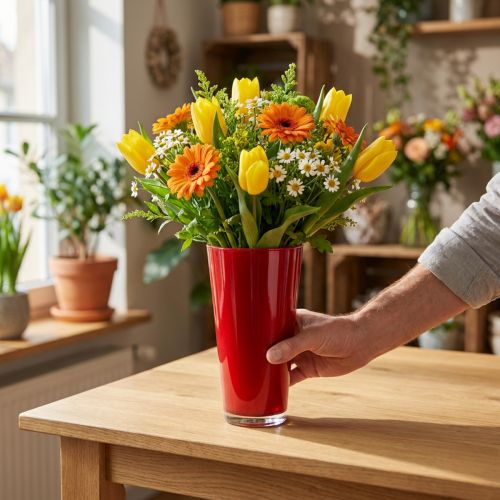 Artikel Vaas “Fizzy” Ø13,5cm H20cm rood 1 st