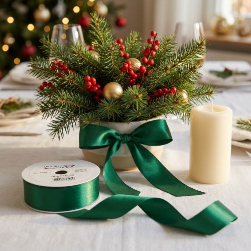 Cadeau- en decoratielint 40 mm x 50 m donkergroen | Floristik24.nl