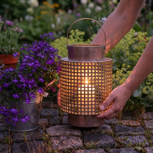 Decoratieve lantaarn lantaarn metaal met handvat roze Ø18cm H29cm | Floristik24.nl