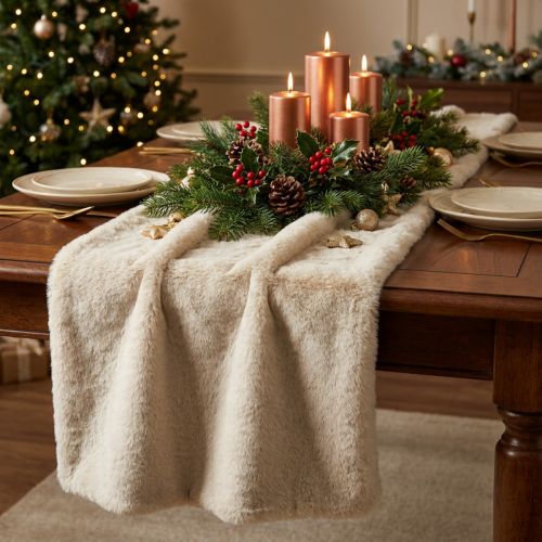 Tafelloper imitatiebont beige, tafelband sierbont 15×200cm | Floristik24.nl