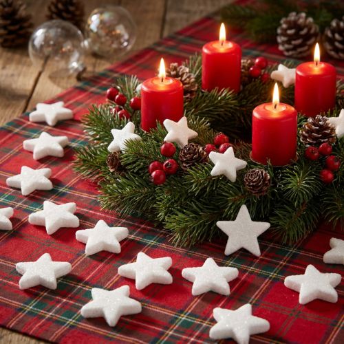 Decoratieve sterren witte glitterstrooidecoratie Kerst 4/5cm 36 st | Floristik24.nl