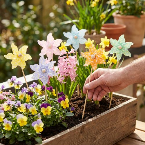 Bloemstokken, tuinstokken voor voorjaarsdecoratie, voor buitengebruik, 28 cm, 12 stuks | Floristik24.nl