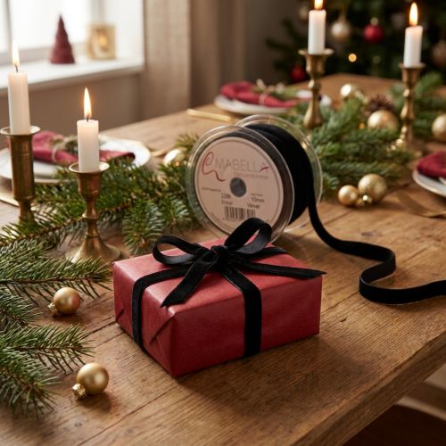 Fluwelen lint decoratief lint fluweel zwart 10mm 20m | Floristik24.nl
