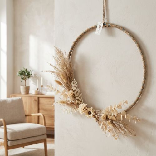 Decoratieve jute ring 40cm, set van 2, Boho & Scandi decoratie voor muur & deur | Floristik24.nl
