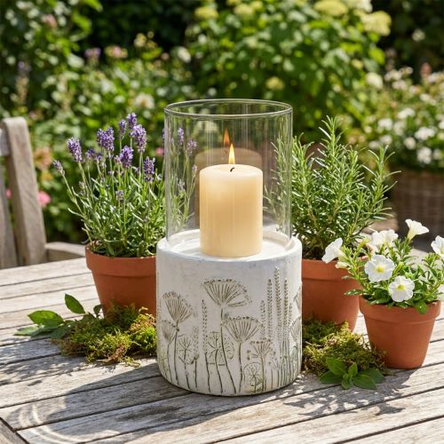 Kandelaar lantaarn glas met voet Ø17cm H32cm | Floristik24.nl
