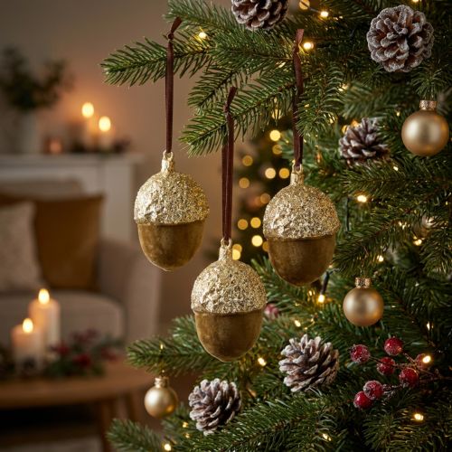 Artikel Eikels om op te hangen, Advent, boomdecoratie, herfstdecoratie H6,5cm Ø4cm 6 st.