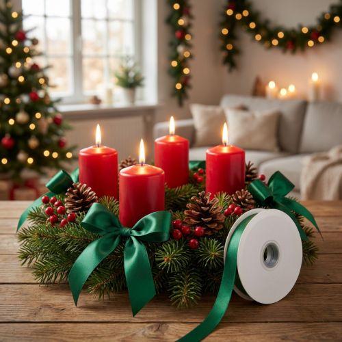 Cadeau- en decoratielint 15mm x 50m donkergroen | Floristik24.nl