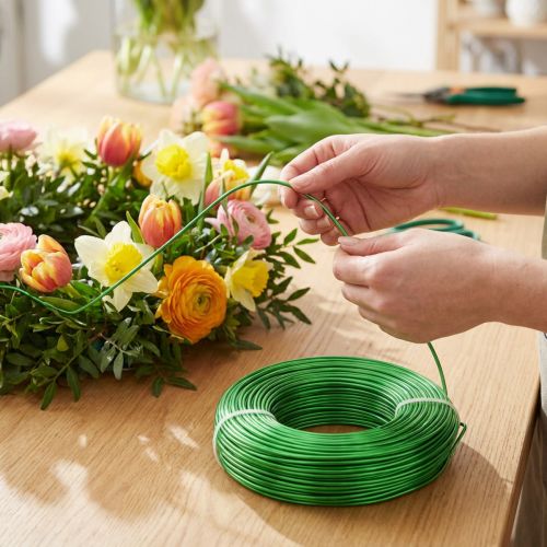 Aluminiumdraad 2mm 60m appelgroene bloemen sieradendecoratie | Floristik24.nl