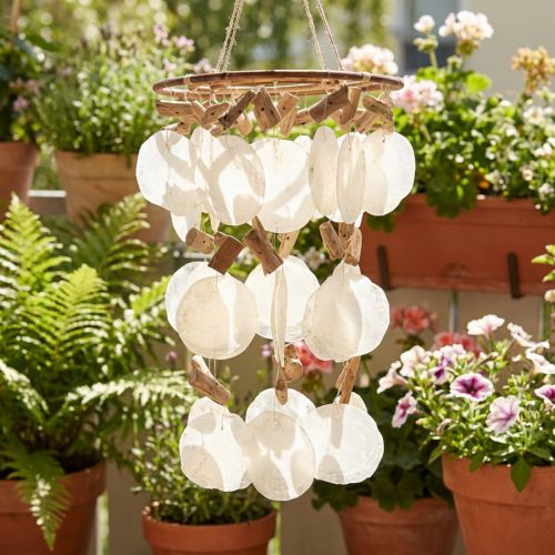 Windgong Capiz schelp decoratie Ø30cm H80cm | Floristik24.nl