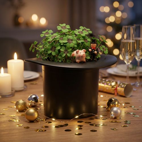 Zwarte cilinder, plantenbak, oudejaarsdecoratie, plantenbak, tovenaarshoed H16cm | Floristik24.nl