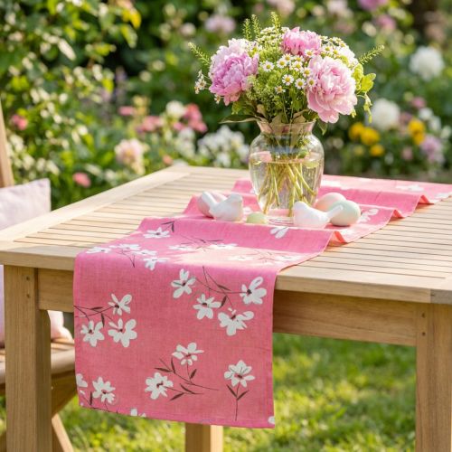 Decoratiestof bloemen roze 30 cm x 3 m | Floristik24.nl
