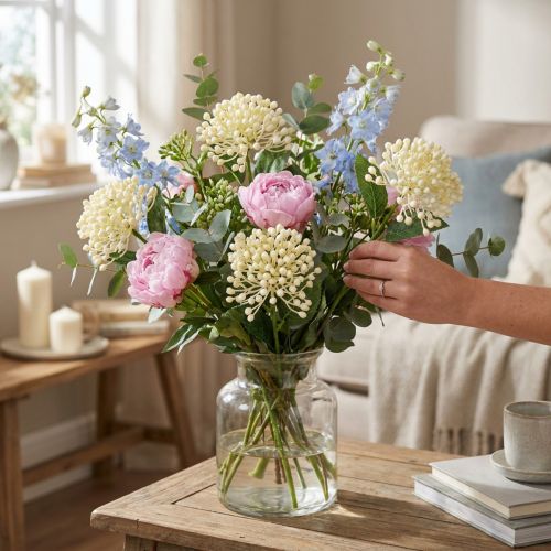 Artikel Hortensia knoptak 55cm creme 6st