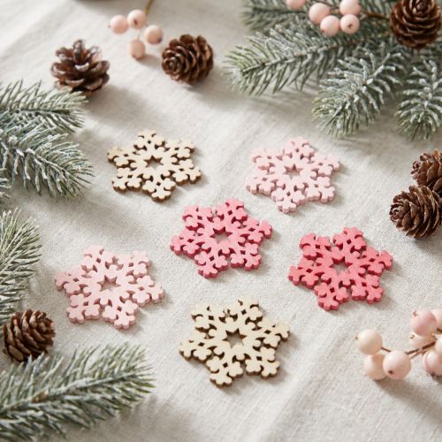 Sneeuwvlokkenmix roze, roze, naturel Ø2cm 144 st | Floristik24.nl