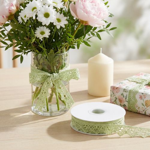 Decoratief lint kant groen 22mm 20m | Floristik24.nl