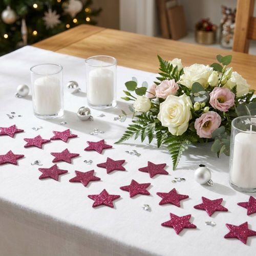 Strooidecoratie glitterster 6,5cm roze 36 st | Floristik24.nl
