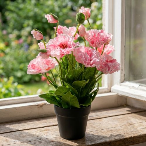 Oosterse papaver, kunstbloem, papaver in roze pot | Floristik24.nl