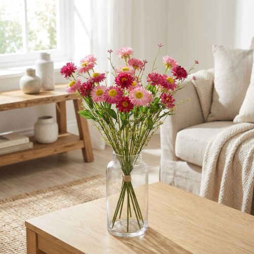 Rhodanthe Rosa - Roze Zijden Bloemen Kunstplant Strobloem Bos Decoratieve Bloemen 46cm | Floristik24.nl