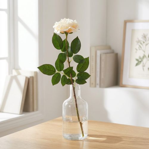 Roomwitte abrikozenroos, zijden bloem, kunstrozen L72cm Ø12cm | Floristik24.nl