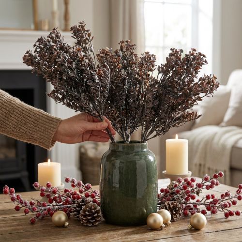 Kunstplanten bruin herfstdecoratie winterdecoratie Drylook 38cm 3 st | Floristik24.nl