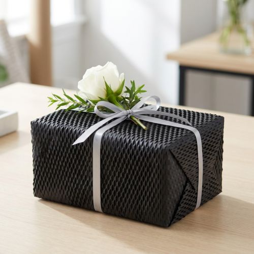 Honingraatpapier zwart inpakpapier B50,5cm L2500cm | Floristik24.nl