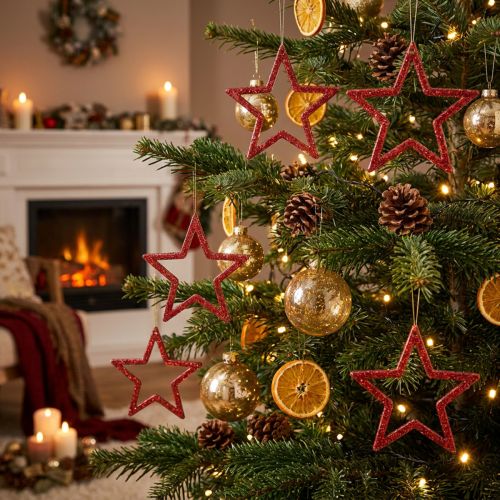 Decoratieve sterren rood glitter kleine kerststerren 4,5cm 120 st | Floristik24.nl
