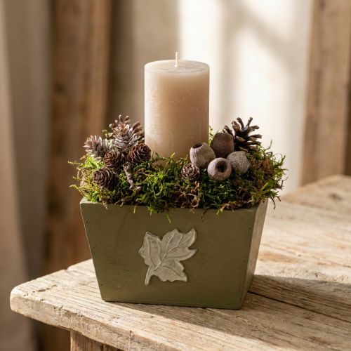 Houten plantenbak, shabby chic stijl, groen, 11×14,5×14 cm | Floristik24.nl