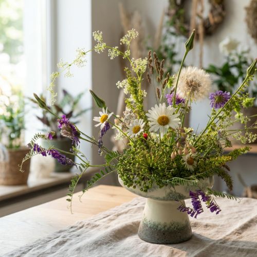 Decoratieve keramische schaal, crèmegrijsgroen, Ø20cm, H16cm | Floristik24.nl