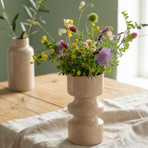 Metalen bloemenvaas cappuccinobruin emaille Ø9cm H17,5cm | Floristik24.nl