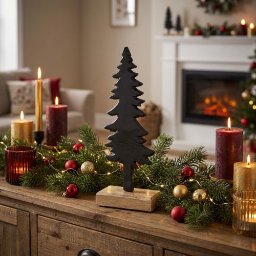 Kerstdecoratie kerstboom hout metalen tafeldecoratie H27cm | Floristik24.nl
