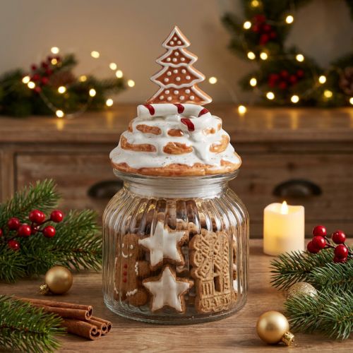 Kerstbonbonnière glas, dennenkoekenpot Ø11cm H21cm | Floristik24.nl