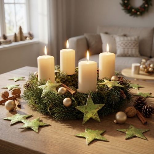 Strooidecoratie kerststerren kokos groen Ø5cm 50st | Floristik24.nl