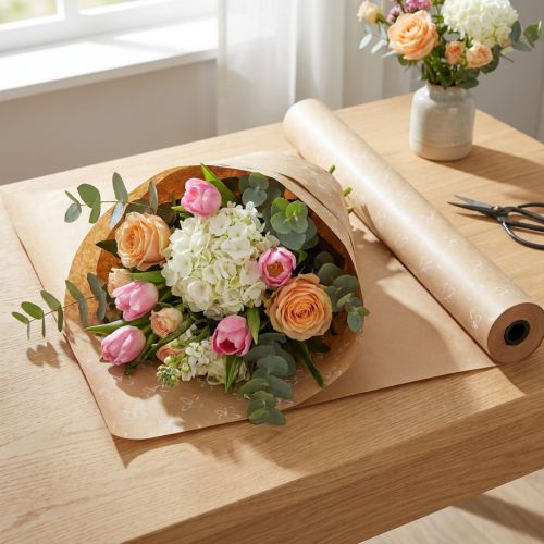 Artikel Manchetpapier vloeipapier natuurlijke bloemen 25cm 100m