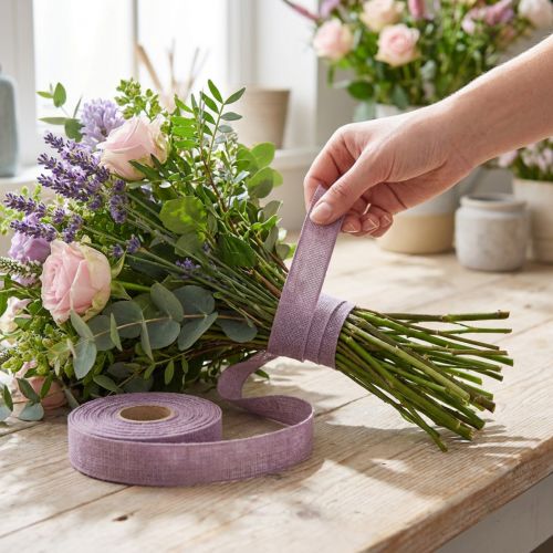 Artikel Decoratief lint naturel paars linnen lint 25mm 20m