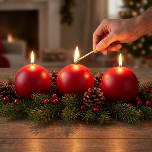 Set van 6 rode bolkaarsen, 100 mm - Perfect voor kerstversiering en feestelijke gelegenheden, lange brandduur | Floristik24.nl