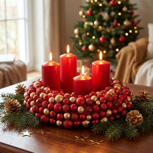 Artikel Adventskrans roodgouden bollenkrans Kerstmis Ø33cm