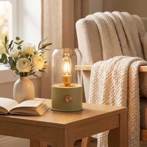 Artikel LED-tafellamp, retro tafellamp, warm witgroen, hoogte 19,5 cm
