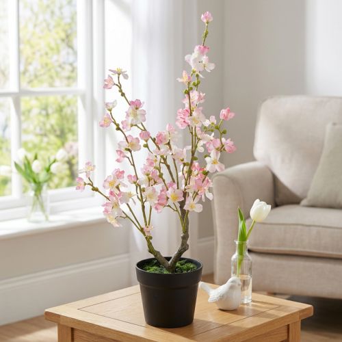 Amandelboom Grote Kunstplant in Pot Roze Wit 74cm | Floristik24.nl
