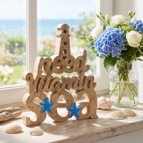 Artikel Maritieme houten decoratie “Ik heb vitamine zee nodig” mangohout 27×33cm