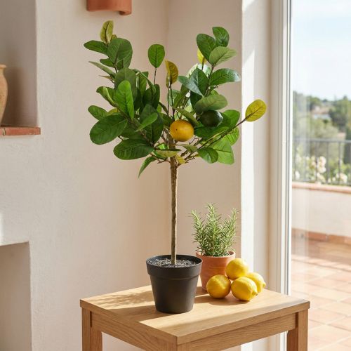 Kunstcitroenboom in pot, mediterrane flair, onderhoudsvriendelijke kunstplant, decoratieve citrusboom, 57 cm hoog | Floristik24.nl