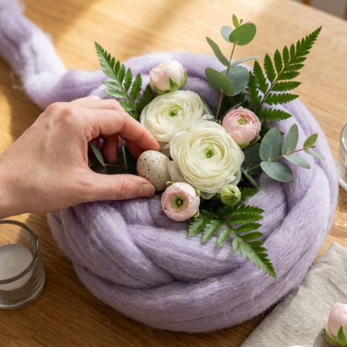 Artikel Wollen koord, lichtpaars wollen lint, 10 meter decoratieve wol voor bloemschikken en knutselen.