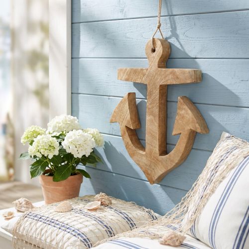 Artikel Hangend Anker Mangohout Nautische Hanger Naturel H24.5cm