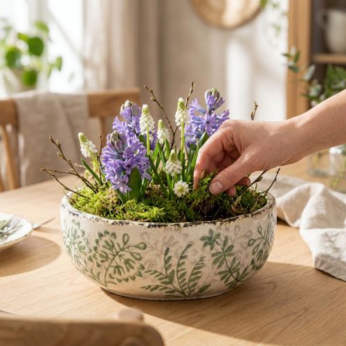 Rustieke kom met uniek patroon, 20 cm | Floristik24.nl