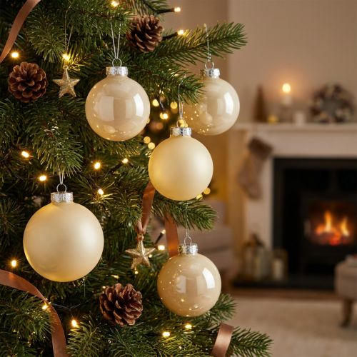 Kerstboomballen glas kerstballen crème mix Ø6cm 24 st | Floristik24.nl