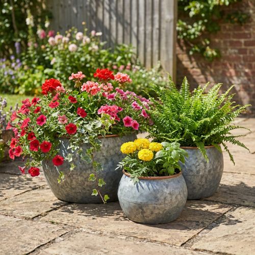Sierpot, plantenbak, metalen schaal zilver, koperkleurig antiek look H22 / 20.5 / 16.5cm Ø39 / 30.5 / 25cm set van 3 | Floristik24.nl