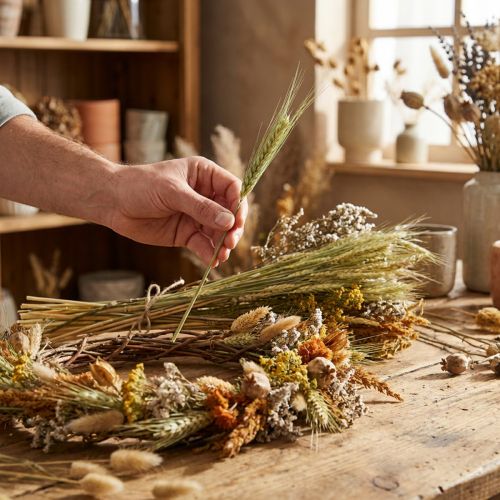 Gedroogde bloemen DIY set Natuurlijke decoratie voor droogboeketten en kransen 60cm - Duurzame decoratie voor een landhuis | Floristik24.nl